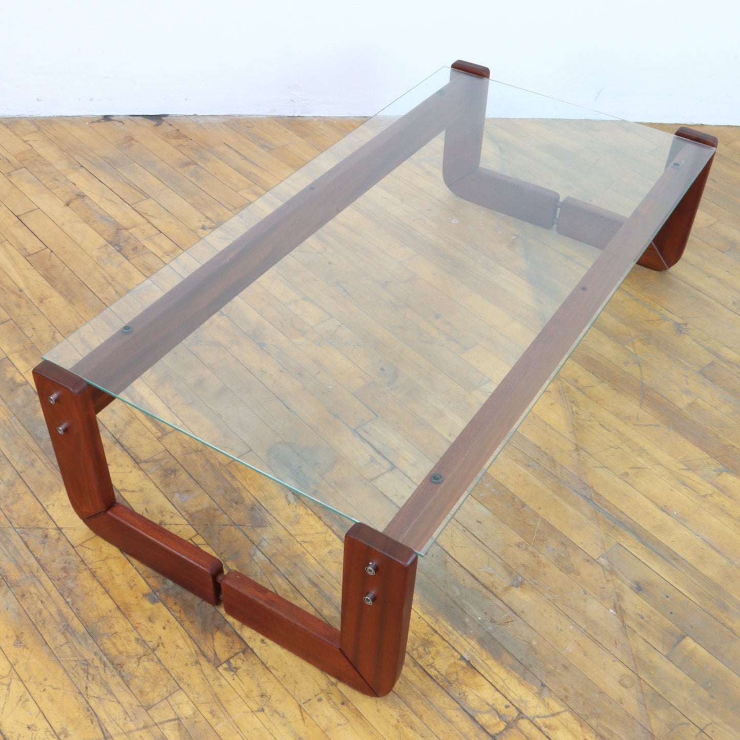 1970s Percival Lafer Rosewood and Glass Coffee Table