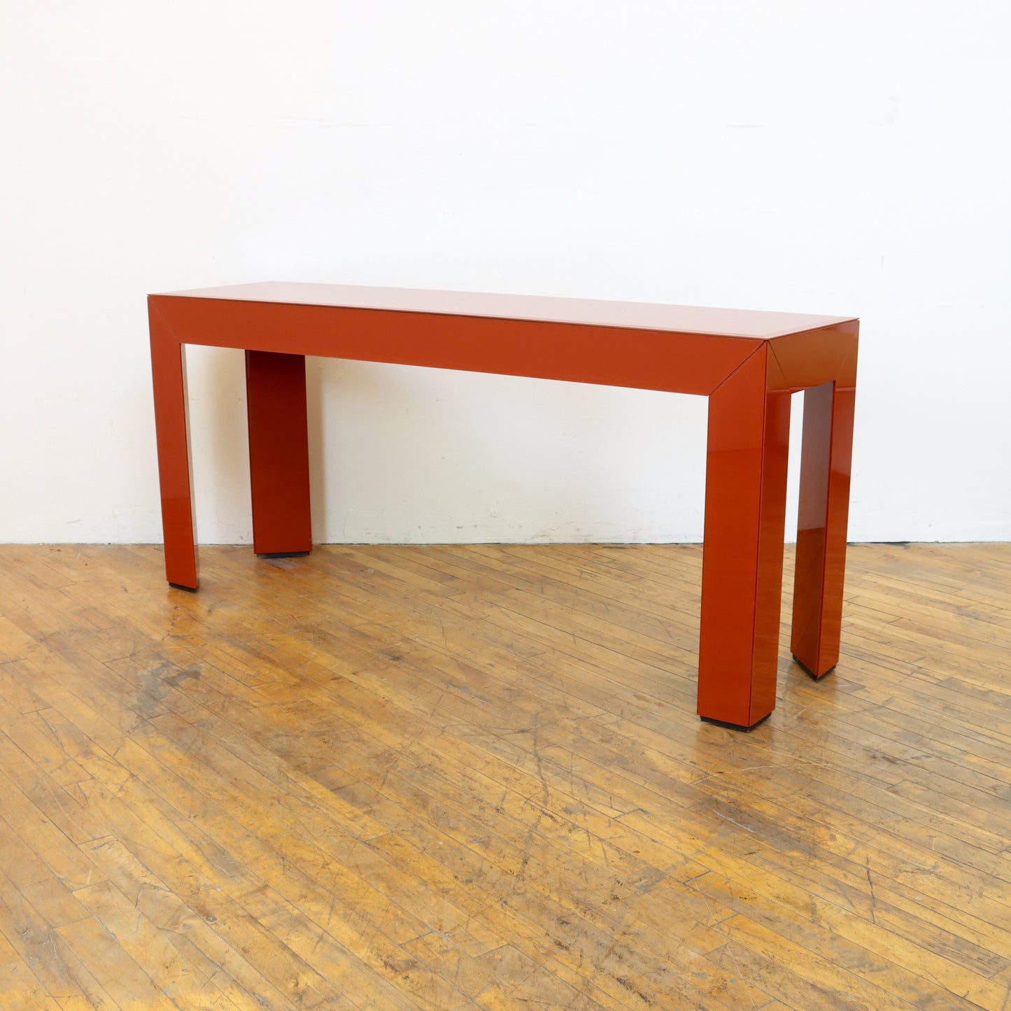 Vintage Orange Glass Console Table