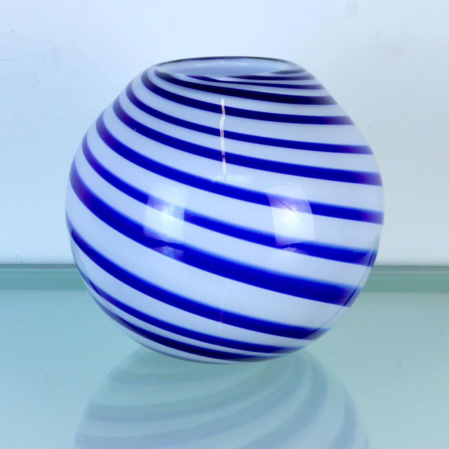 Blue Swirl Spherical Vase
