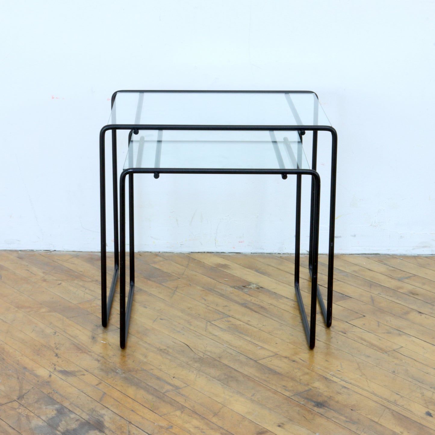Pair of 1980s Wire Frame Nesting Tables After Max Sauze