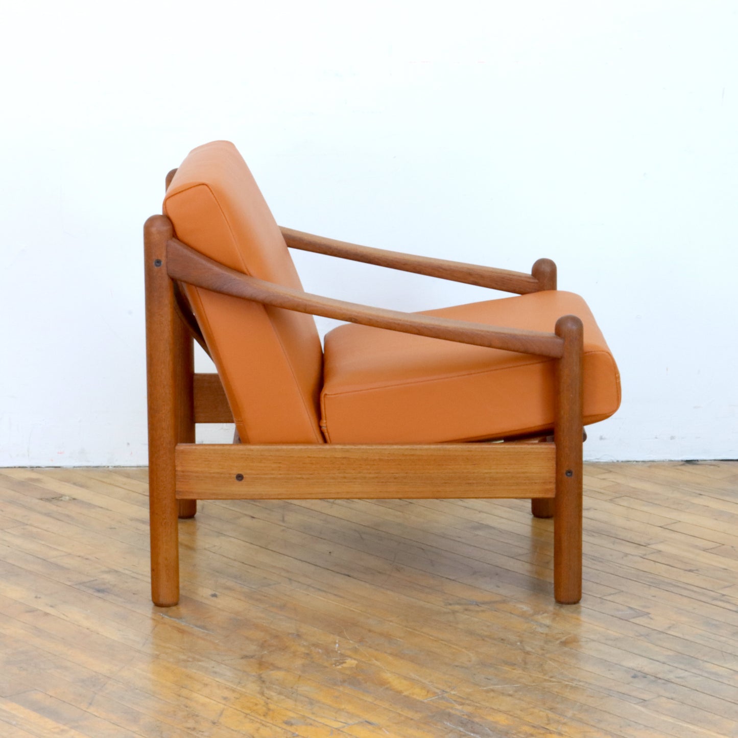1970s Domino Møbler Teak and Leather Lounge Chair