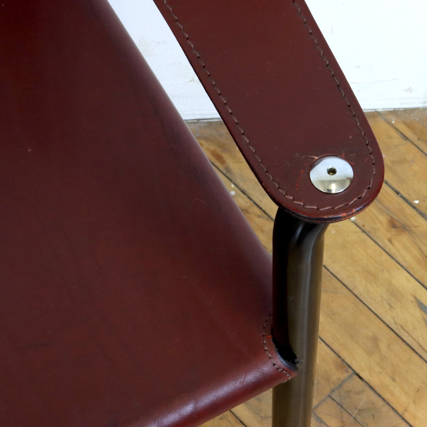 Vintage Postmodern Leather Sling Chair