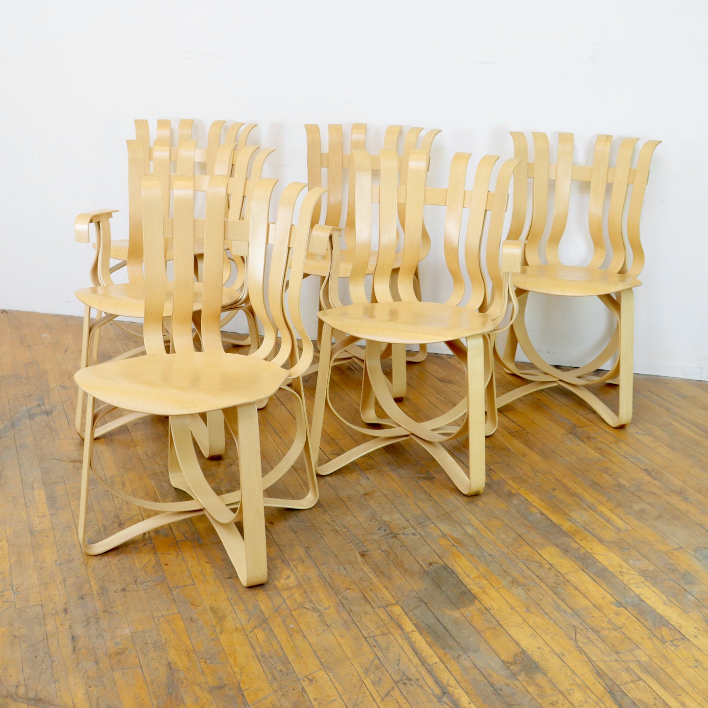 Set of 6 Frank Gehry Hat Trick Chairs