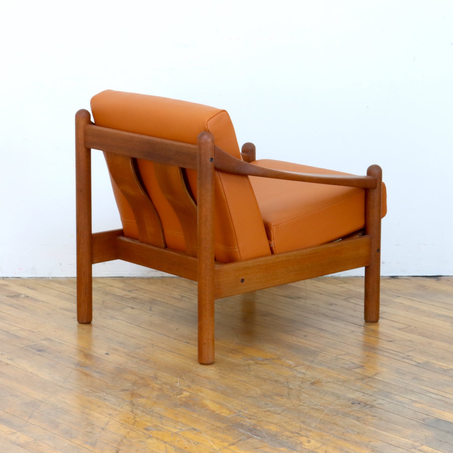 1970s Domino Møbler Teak and Leather Lounge Chair