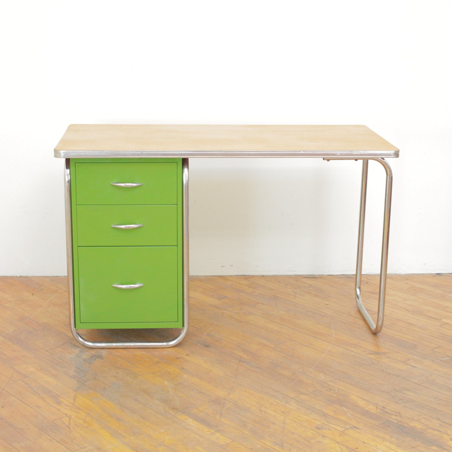 1940s Tubular Steel Machine Age Desk