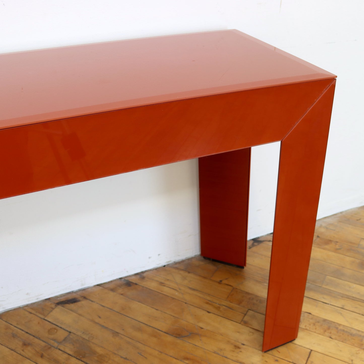 Vintage Orange Glass Console Table