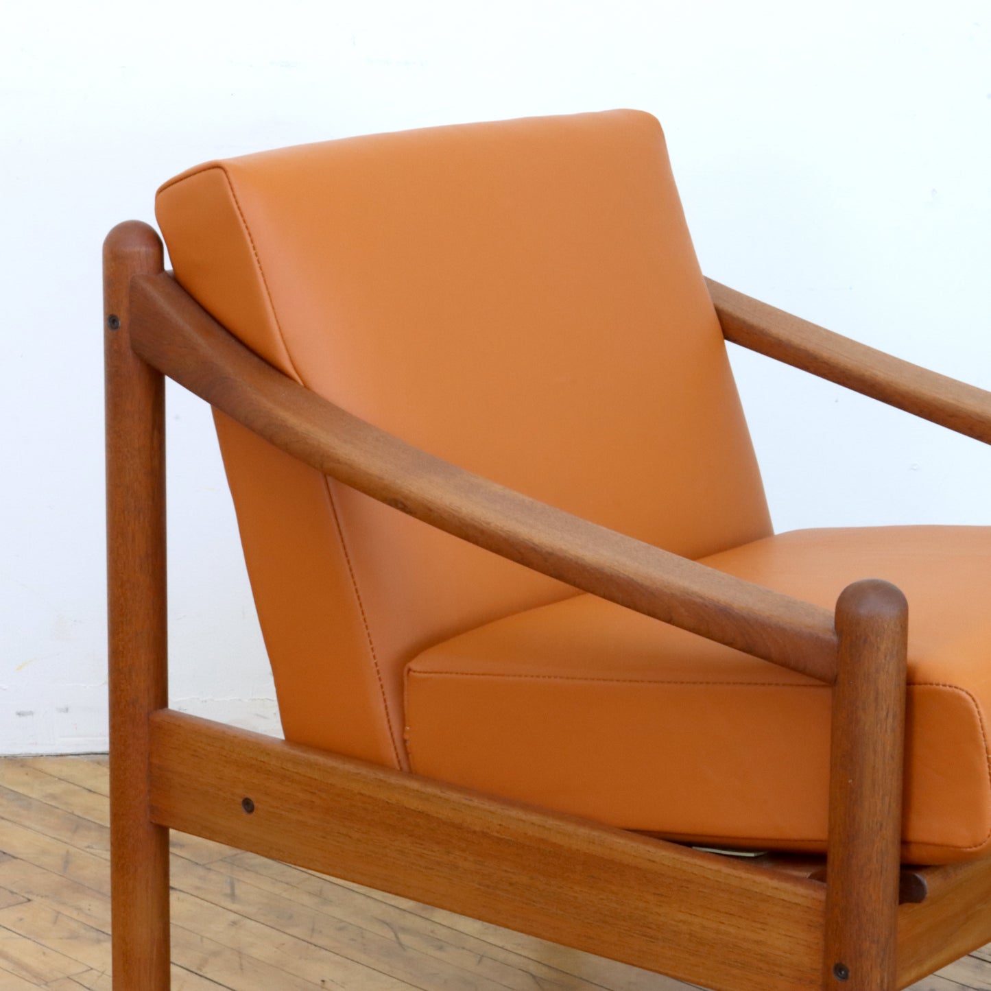 1970s Domino Møbler Teak and Leather Lounge Chair