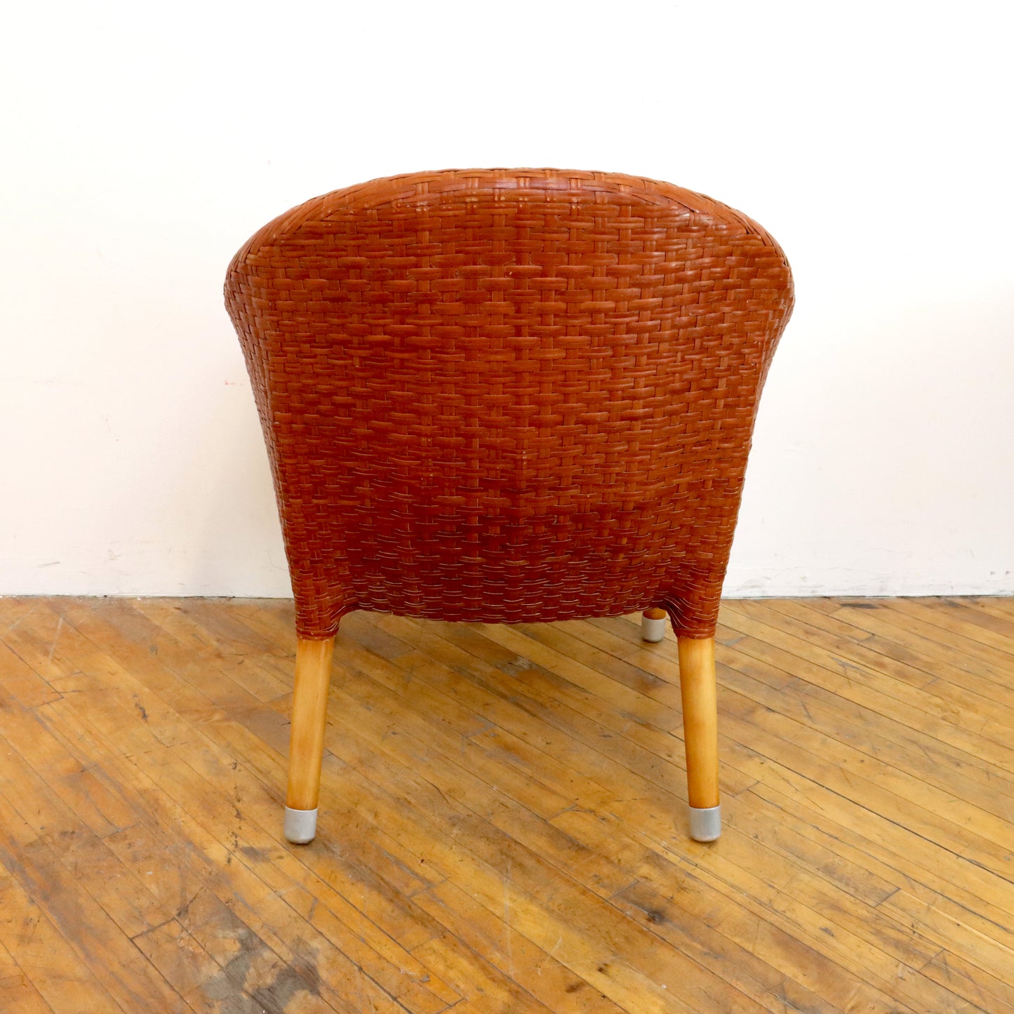 Pair of Antonio Citterio Style Woven Leather Lounge Chairs