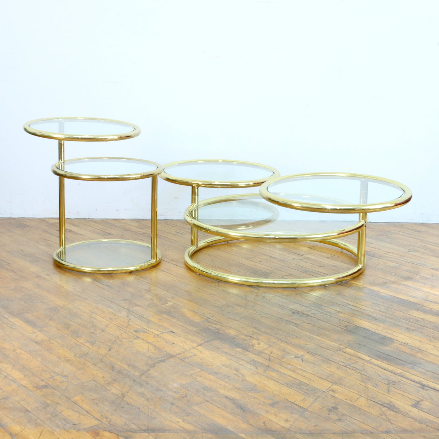 Vintage Three Tiered Swivel Coffee Table After Milo Baughman