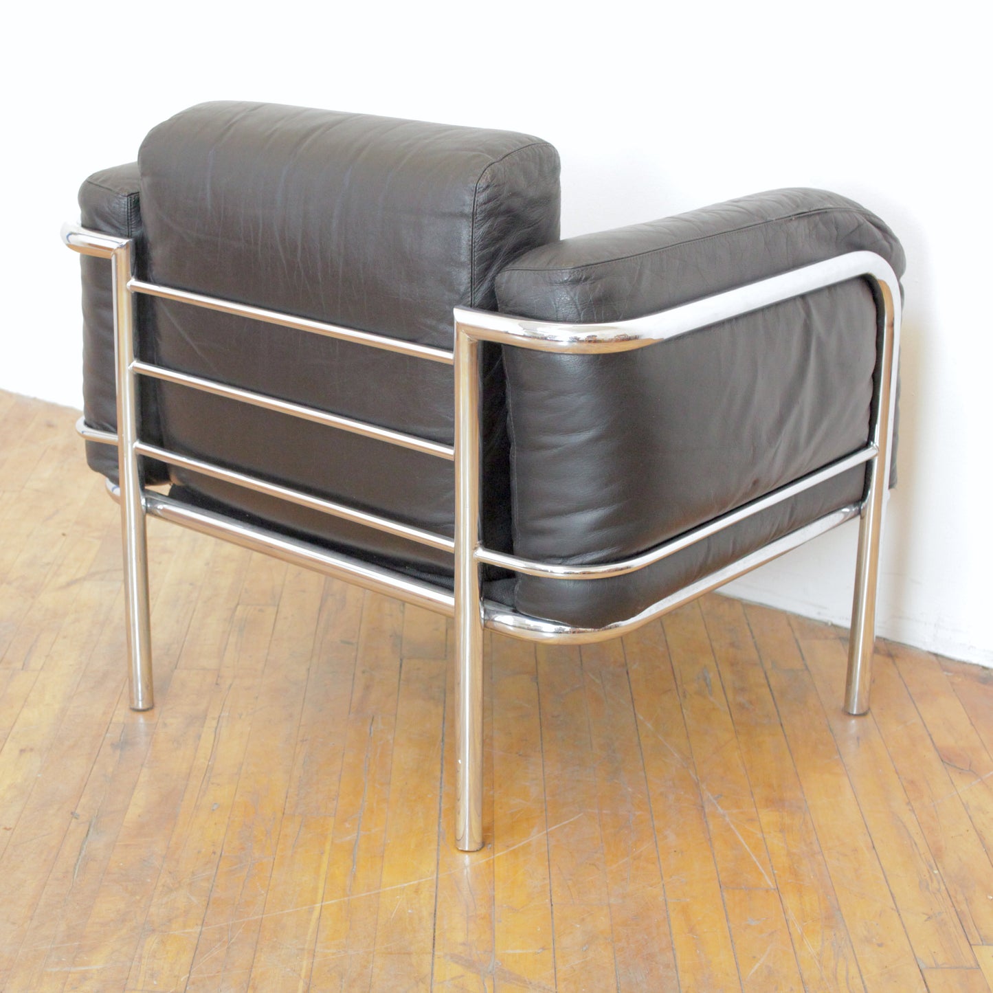 Vintage Italian Bauhaus Style Leather Lounge Chair