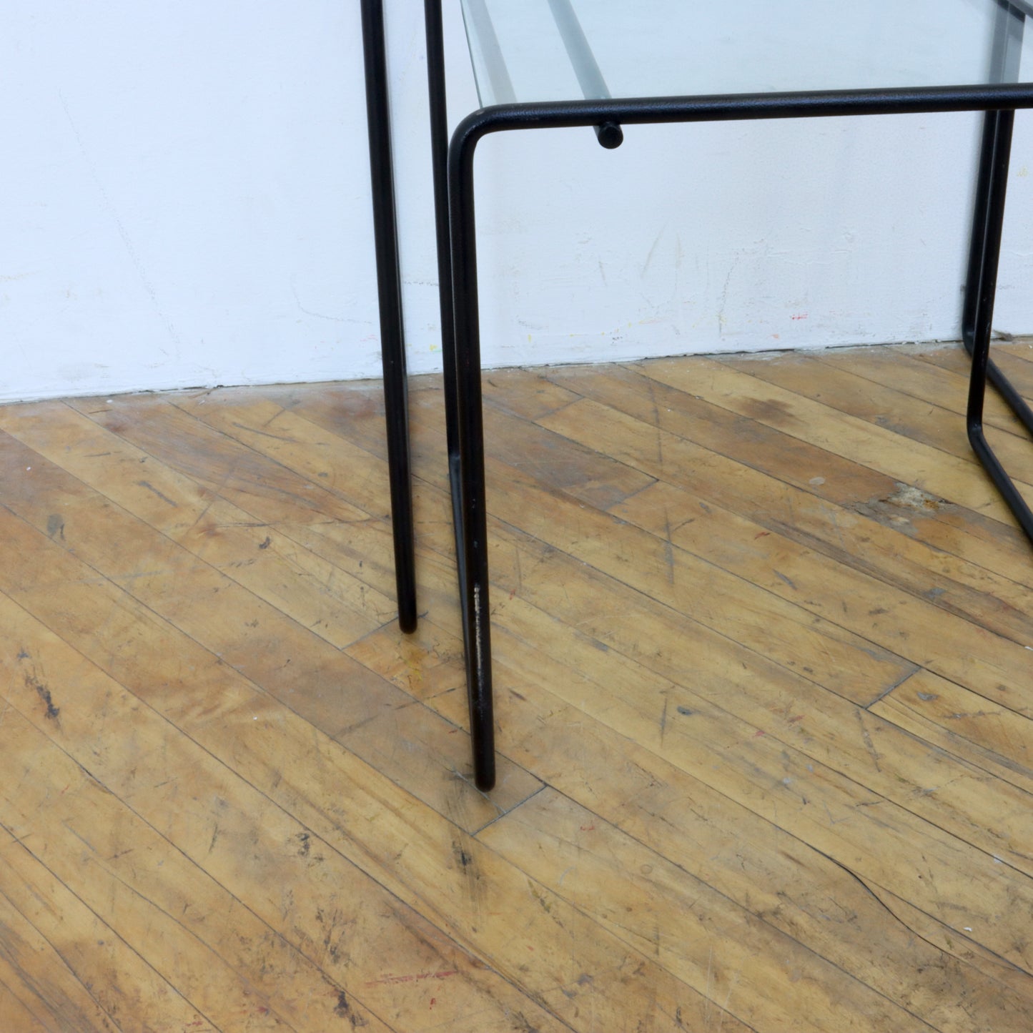 Pair of 1980s Wire Frame Nesting Tables After Max Sauze