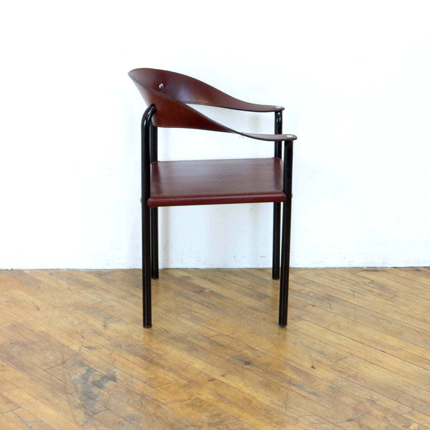 Vintage Postmodern Leather Sling Chair