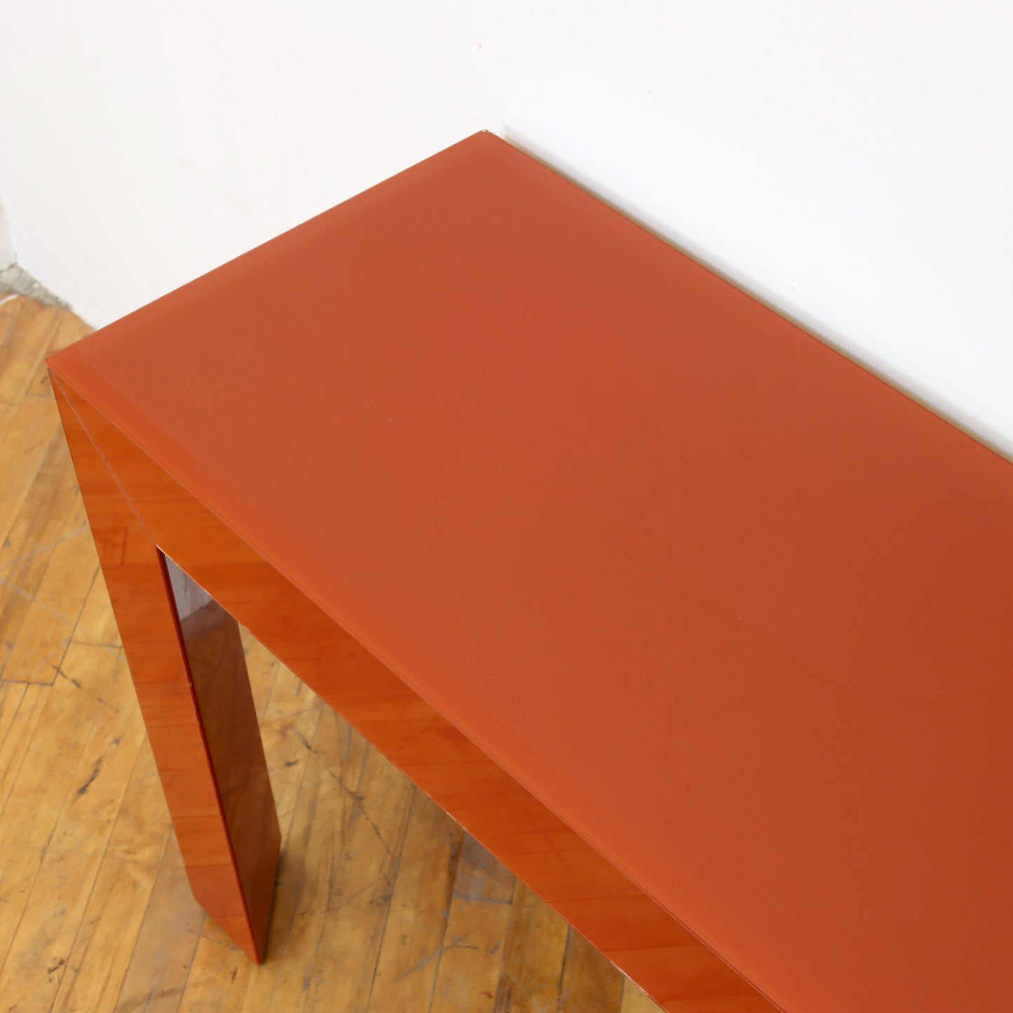 Vintage Orange Glass Console Table