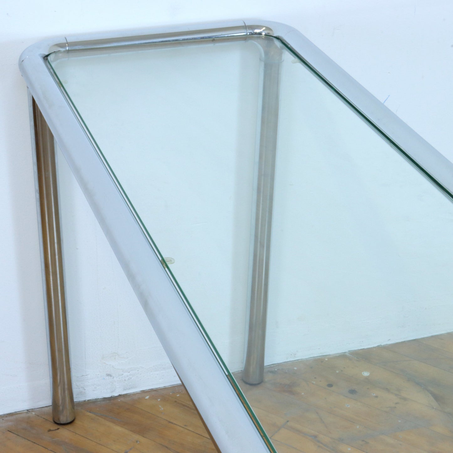 1970s Tubular Chrome Console Table