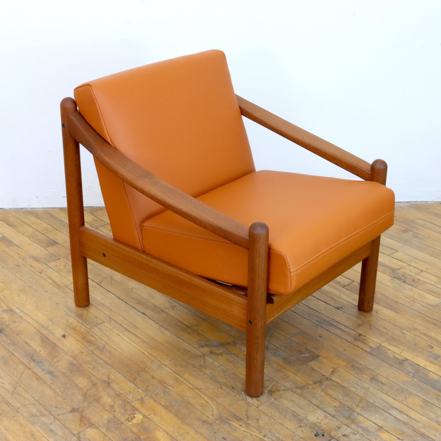 1970s Domino Møbler Teak and Leather Lounge Chair