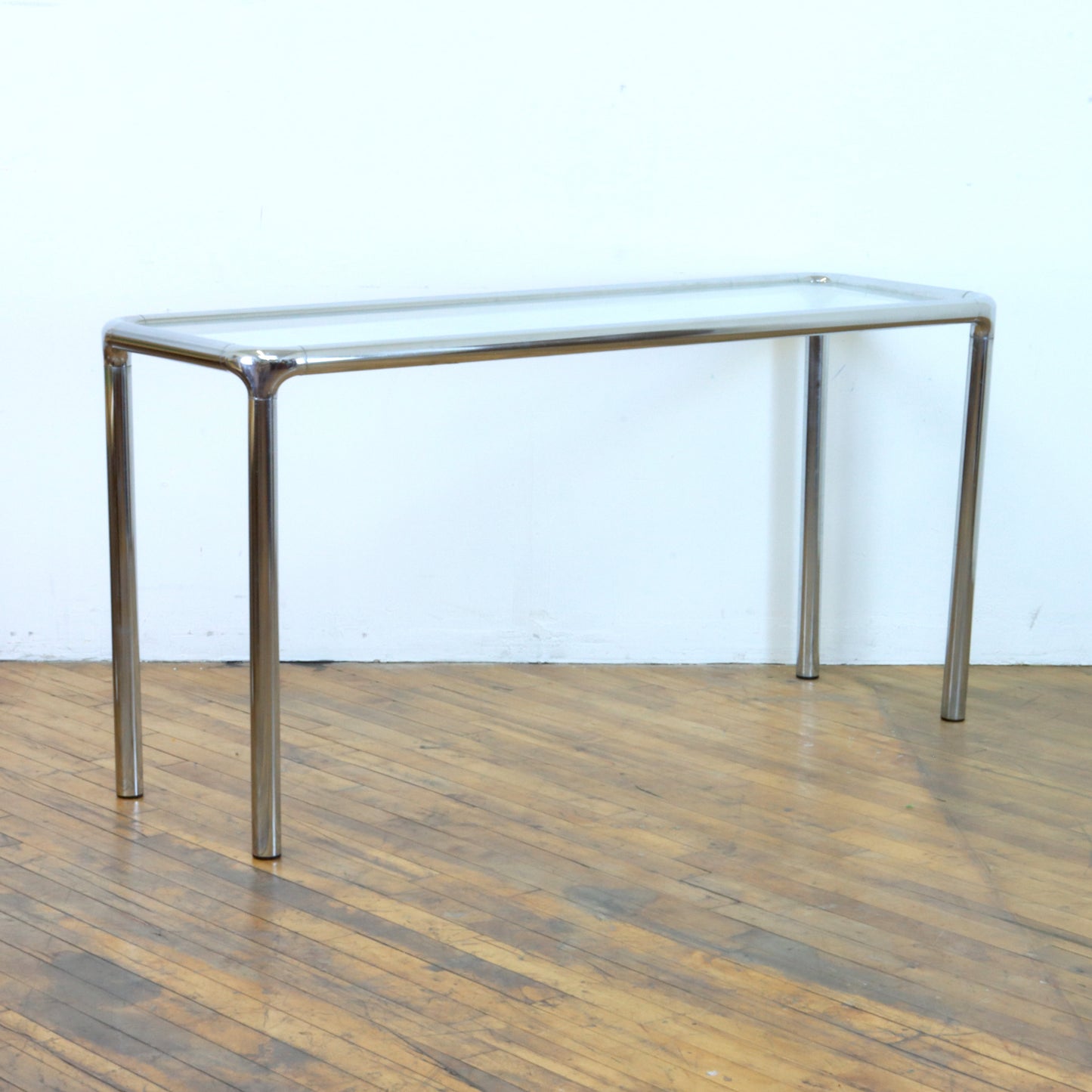 1970s Tubular Chrome Console Table