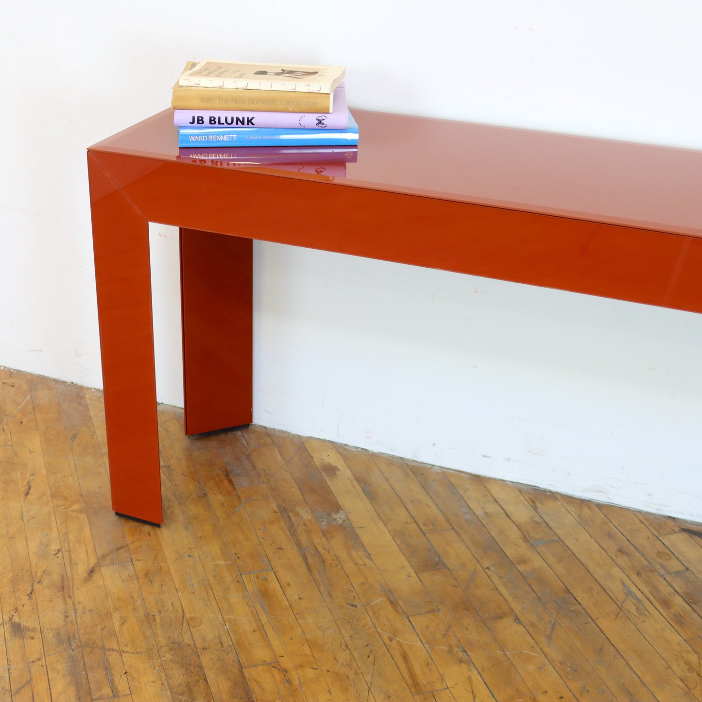 Vintage Orange Glass Console Table