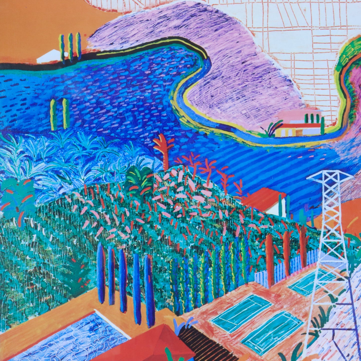 1980 David Hockney "Mulholland Drive: The Road to the Studio" Poster