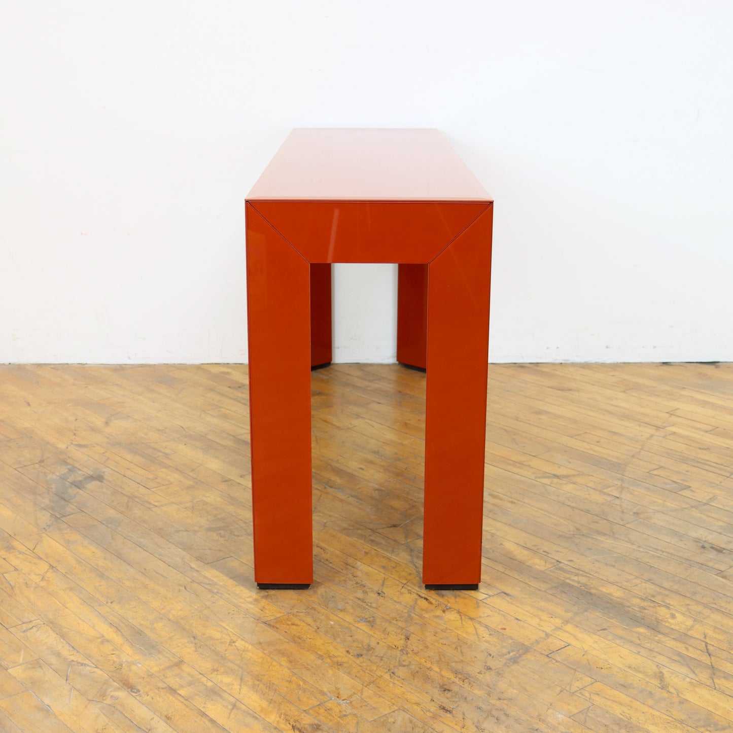 Vintage Orange Glass Console Table