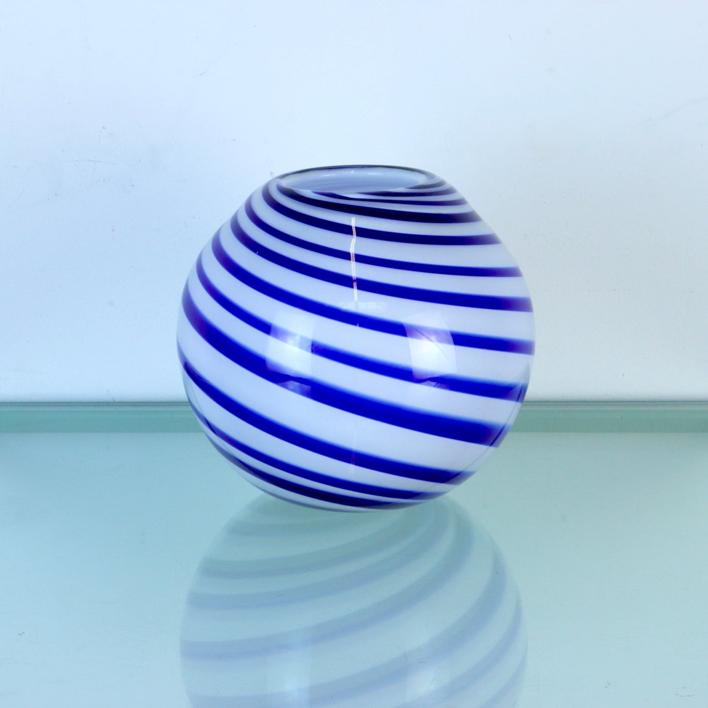 Blue Swirl Spherical Vase