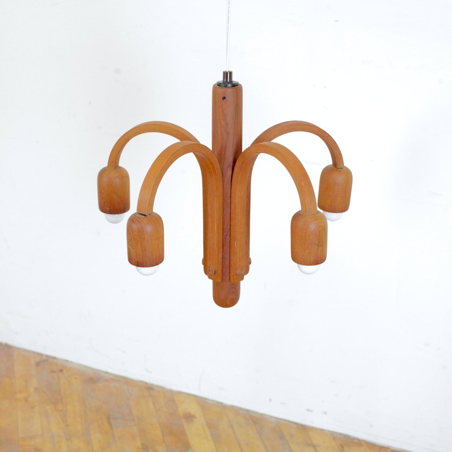 1970s Domus Teak Chandelier