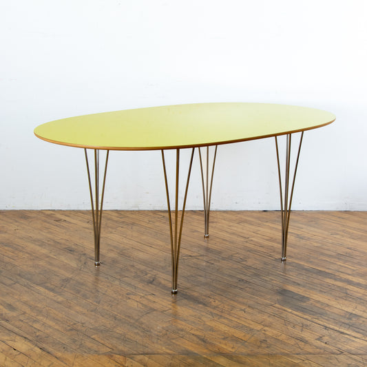 Custom Ellipse Dining Table After Piet Hein, Bruno Mathsson, and Arne Jacobsen