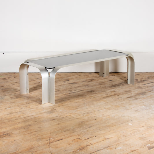 1970s Aluminum and Smoked Glass Coffee Table