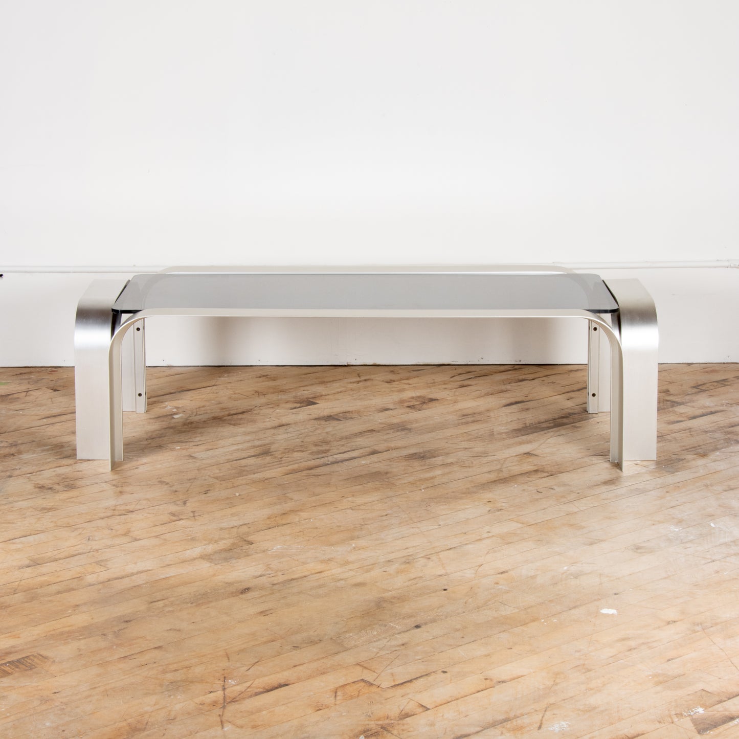 1970s Aluminum and Smoked Glass Coffee Table