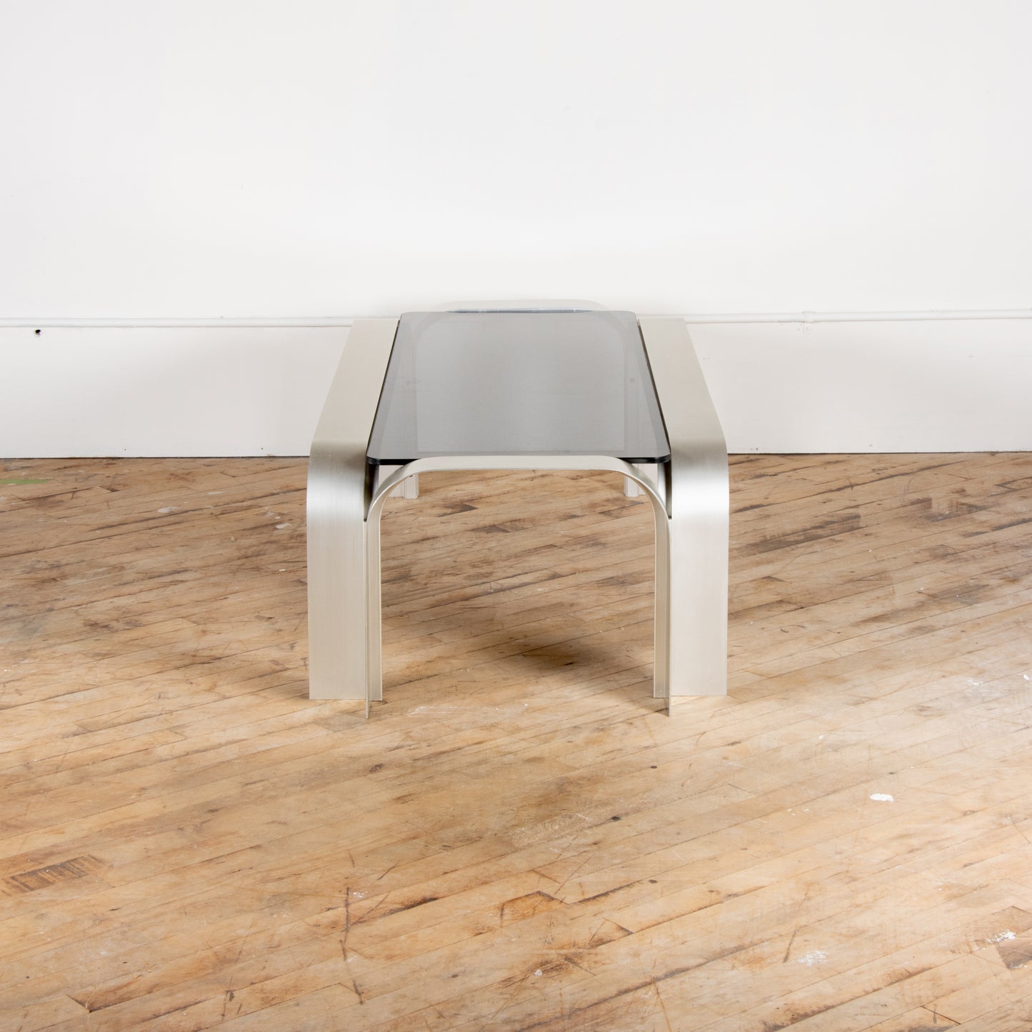 1970s Aluminum and Smoked Glass Coffee Table