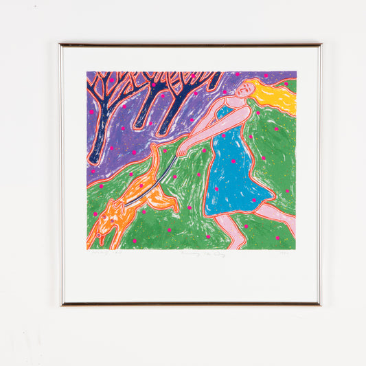 1984 Dan May Screen Print "Running the Dog"