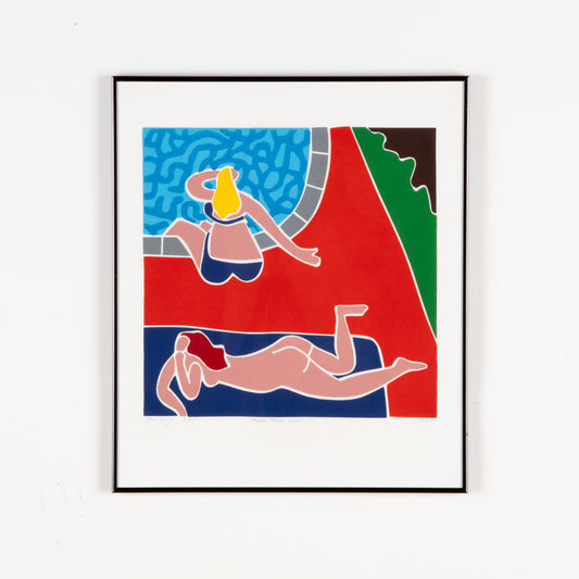 1979 Screen Print by Dan May "Nudes Near Pool"