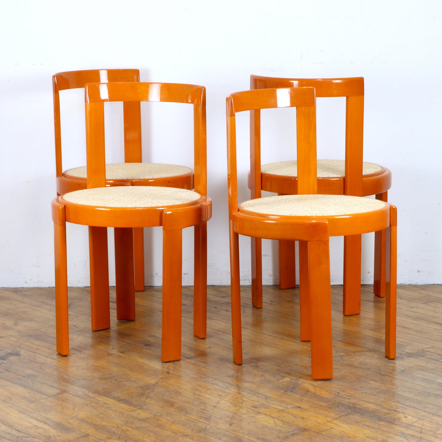 Set of 4 Vintage Italian Cane and Bentwood Chairs