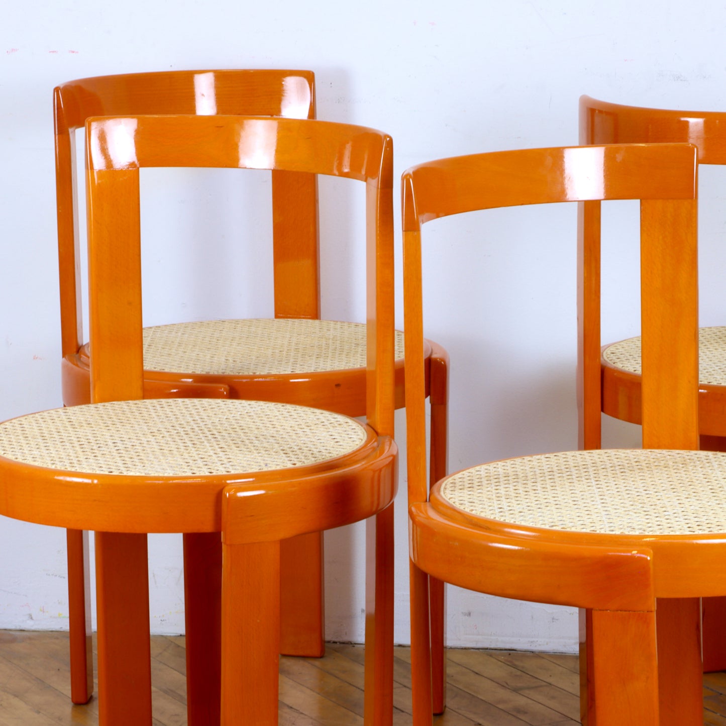 Set of 4 Vintage Italian Cane and Bentwood Chairs