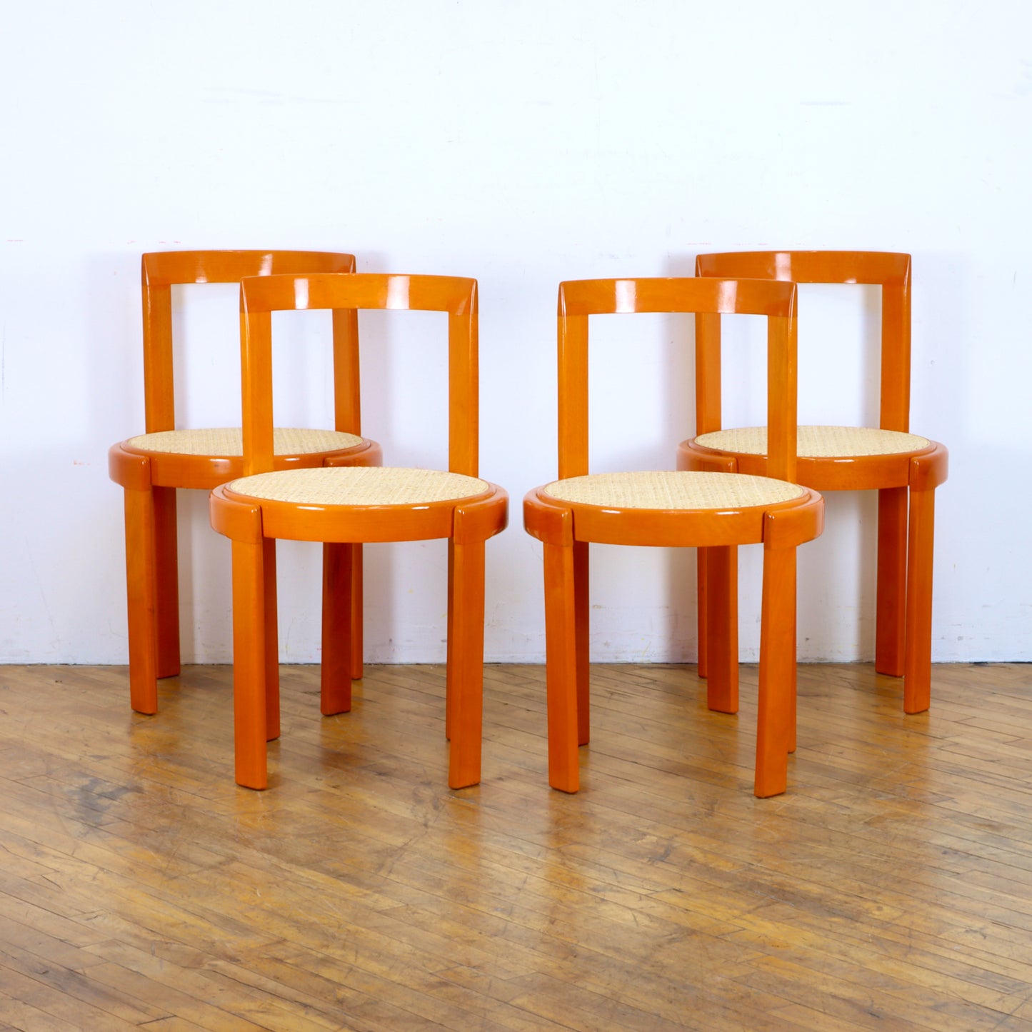 Set of 4 Vintage Italian Cane and Bentwood Chairs