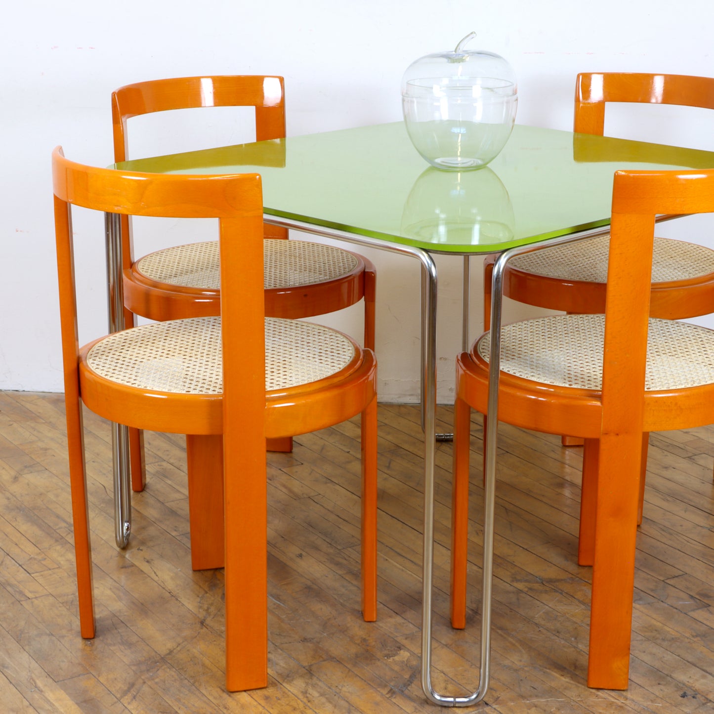 Set of 4 Vintage Italian Cane and Bentwood Chairs