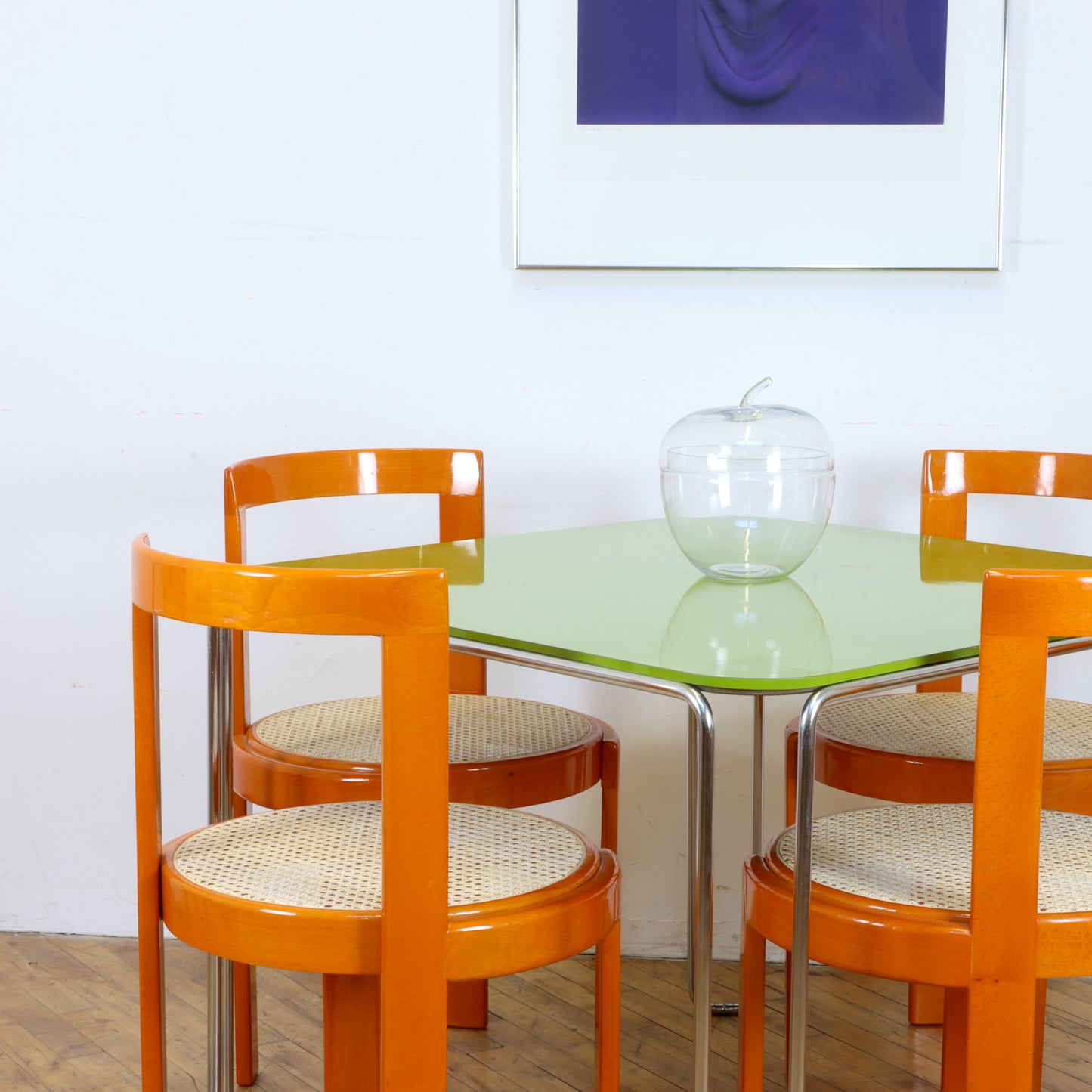 Set of 4 Vintage Italian Cane and Bentwood Chairs