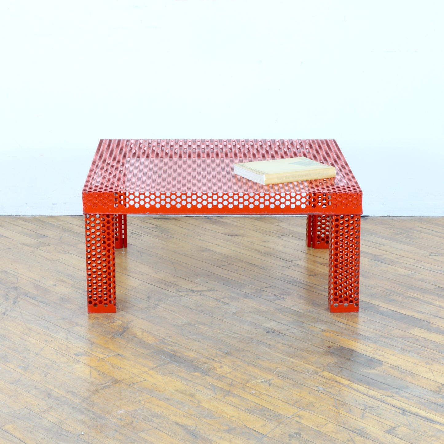 Vintage Perforated Red Metal Coffee Table