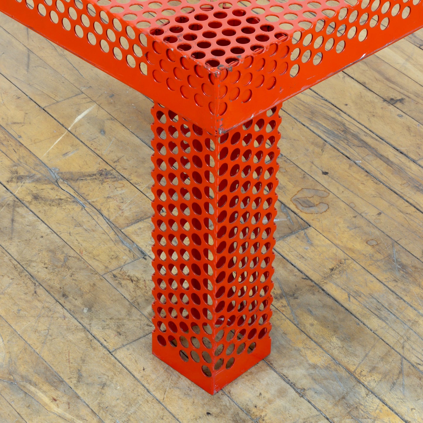 Vintage Perforated Red Metal Coffee Table