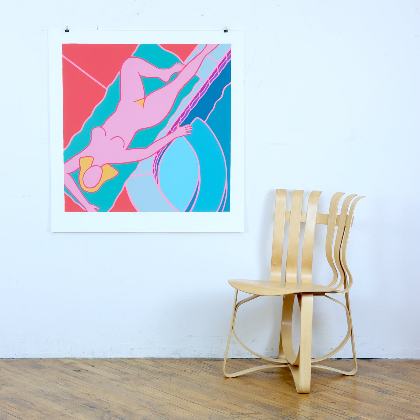 Large 1989 "Nude by Pool" Screen Print by Dan May