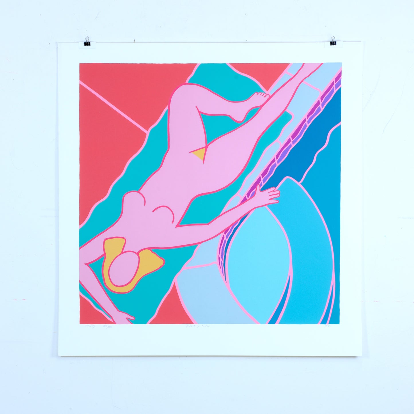 Large 1989 "Nude by Pool" Screen Print by Dan May