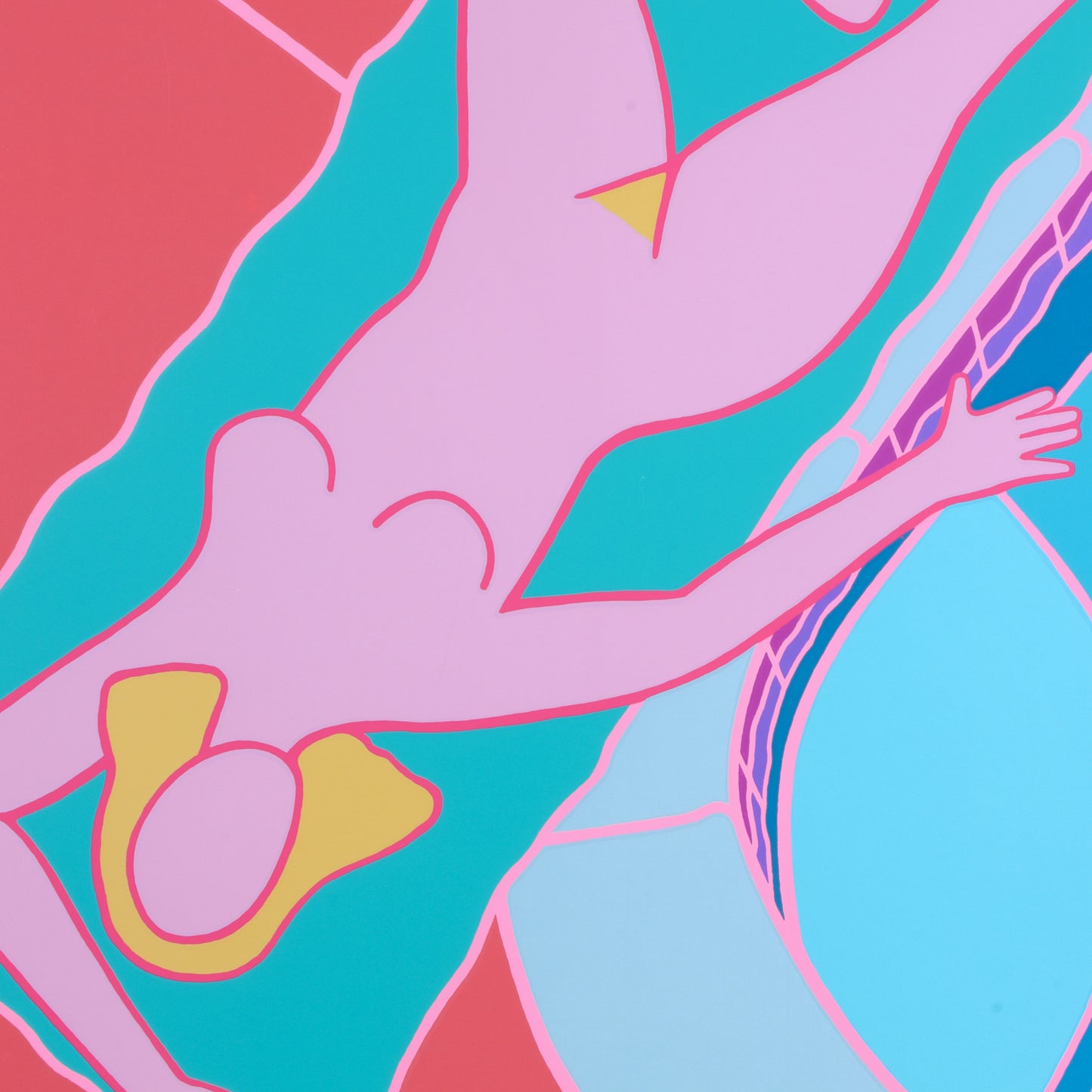 Large 1989 "Nude by Pool" Screen Print by Dan May