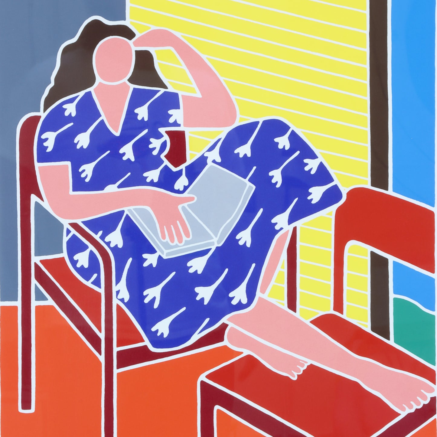 Large Screen Print by Dan May "Reading a Book"