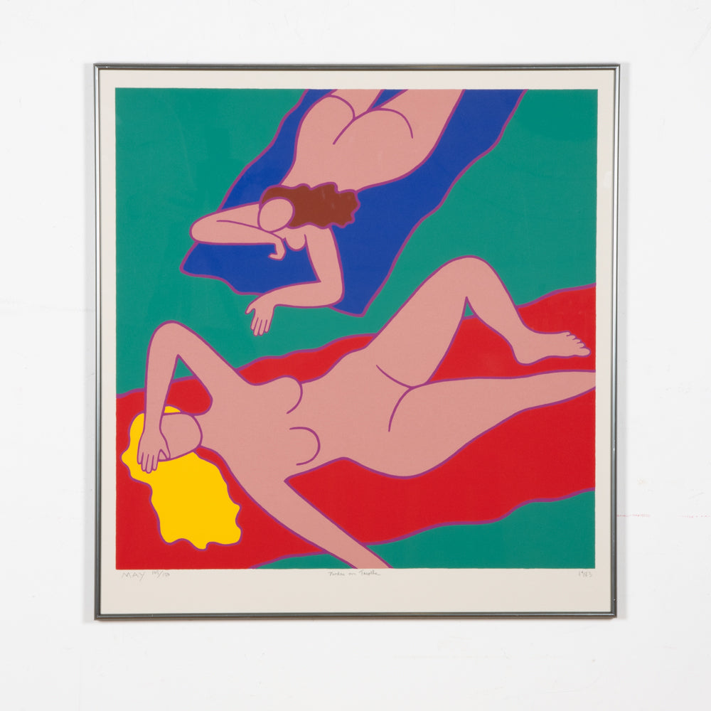 Large 1983 Dan May Screenprint "Nudes on Towels"