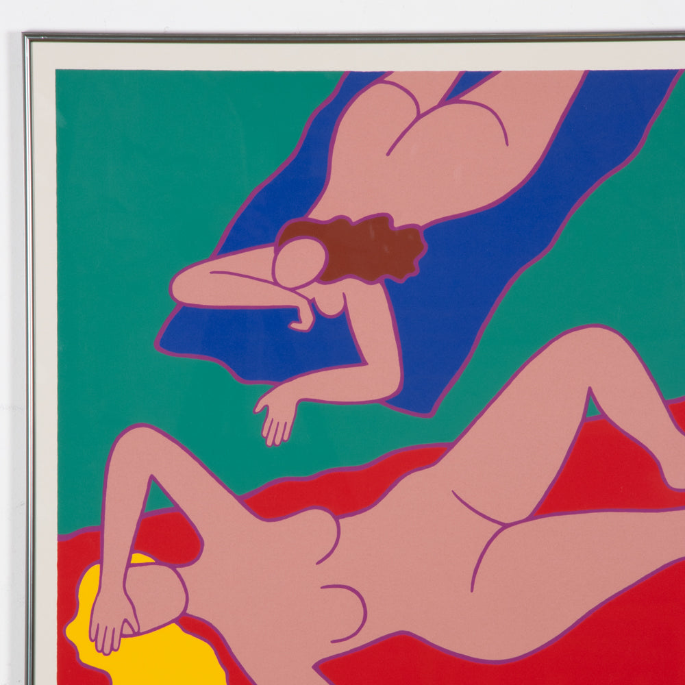 Large 1983 Dan May Screenprint "Nudes on Towels"