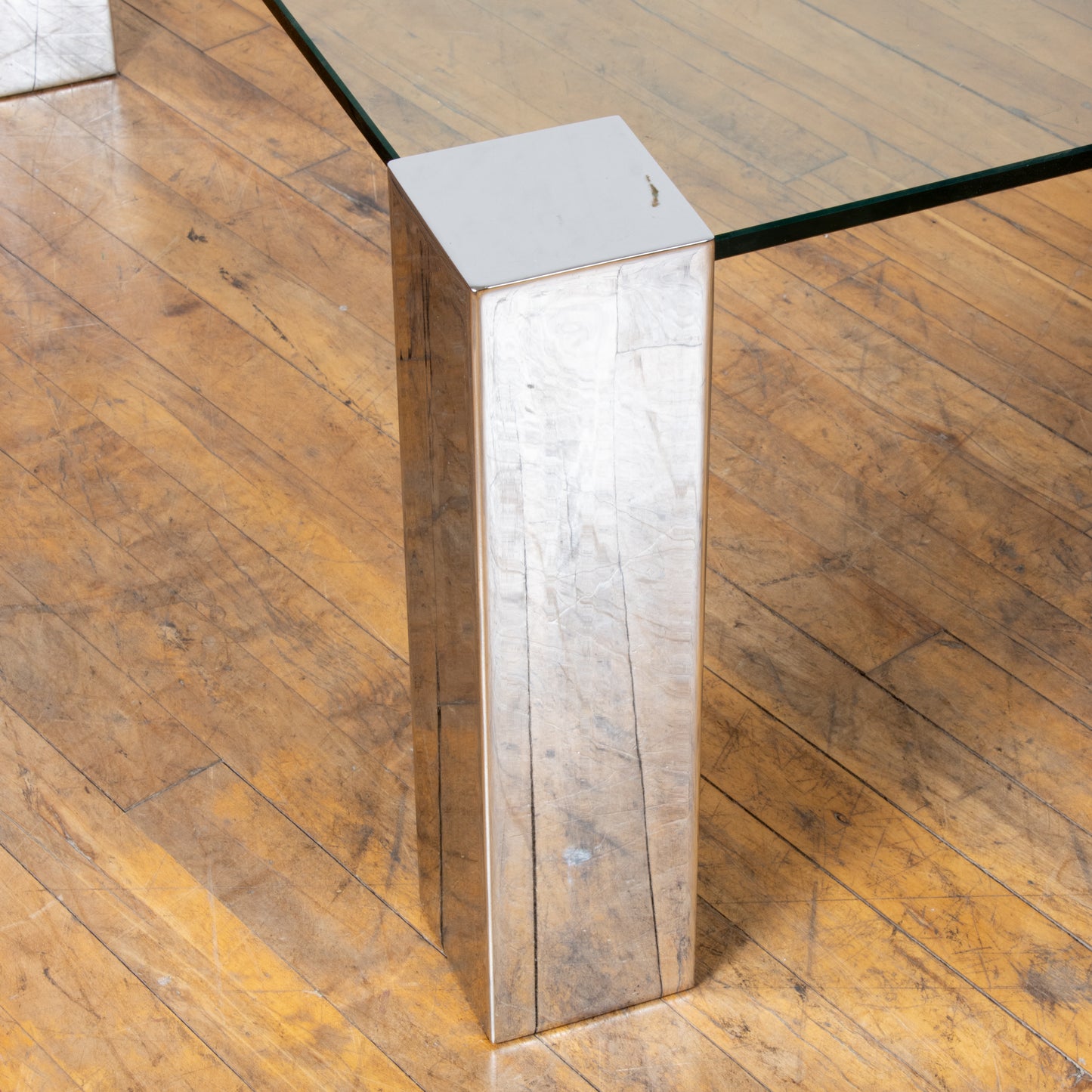 1970s Willy Rizzo Chrome and Glass Coffee Table for Cidue