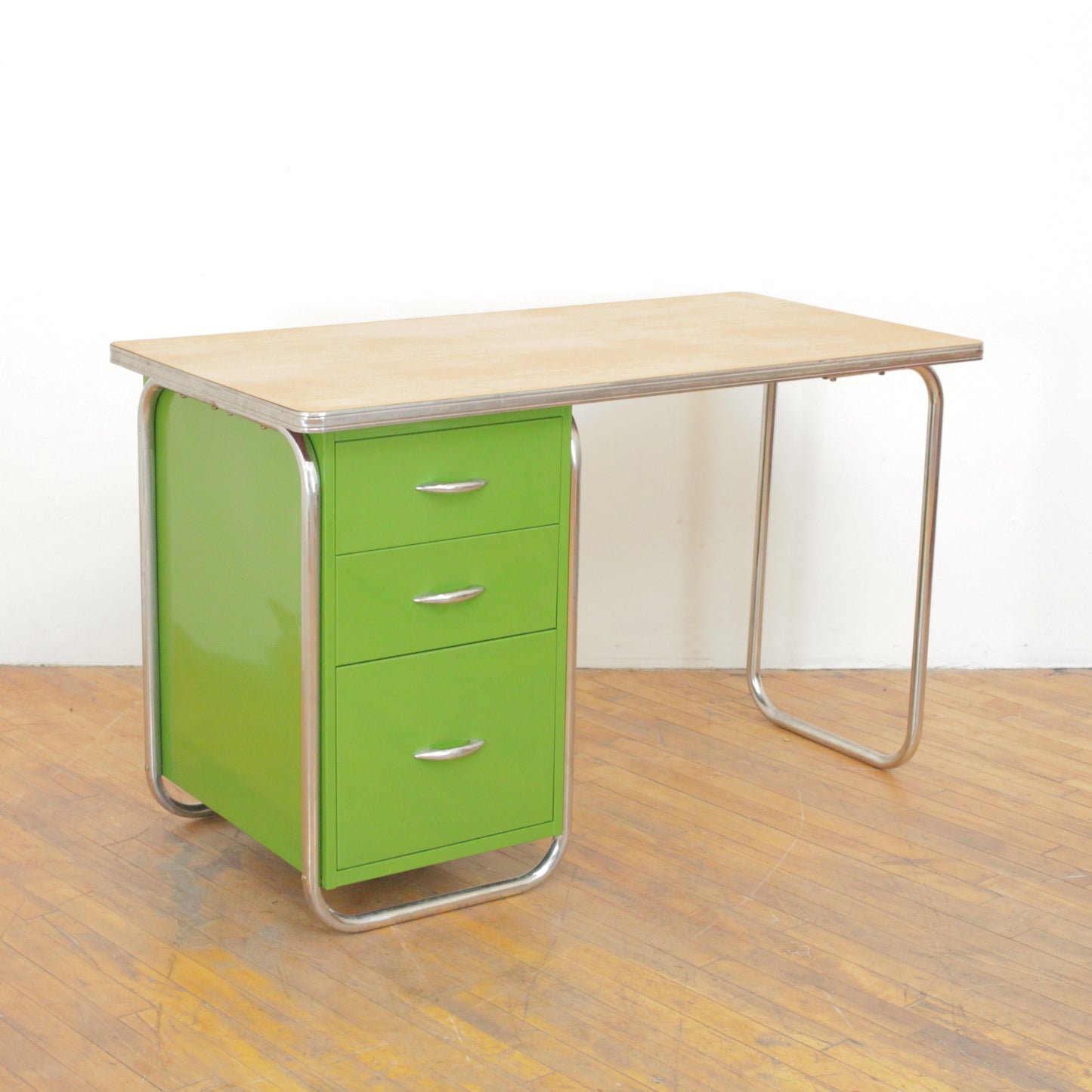 1940s Tubular Steel Machine Age Desk