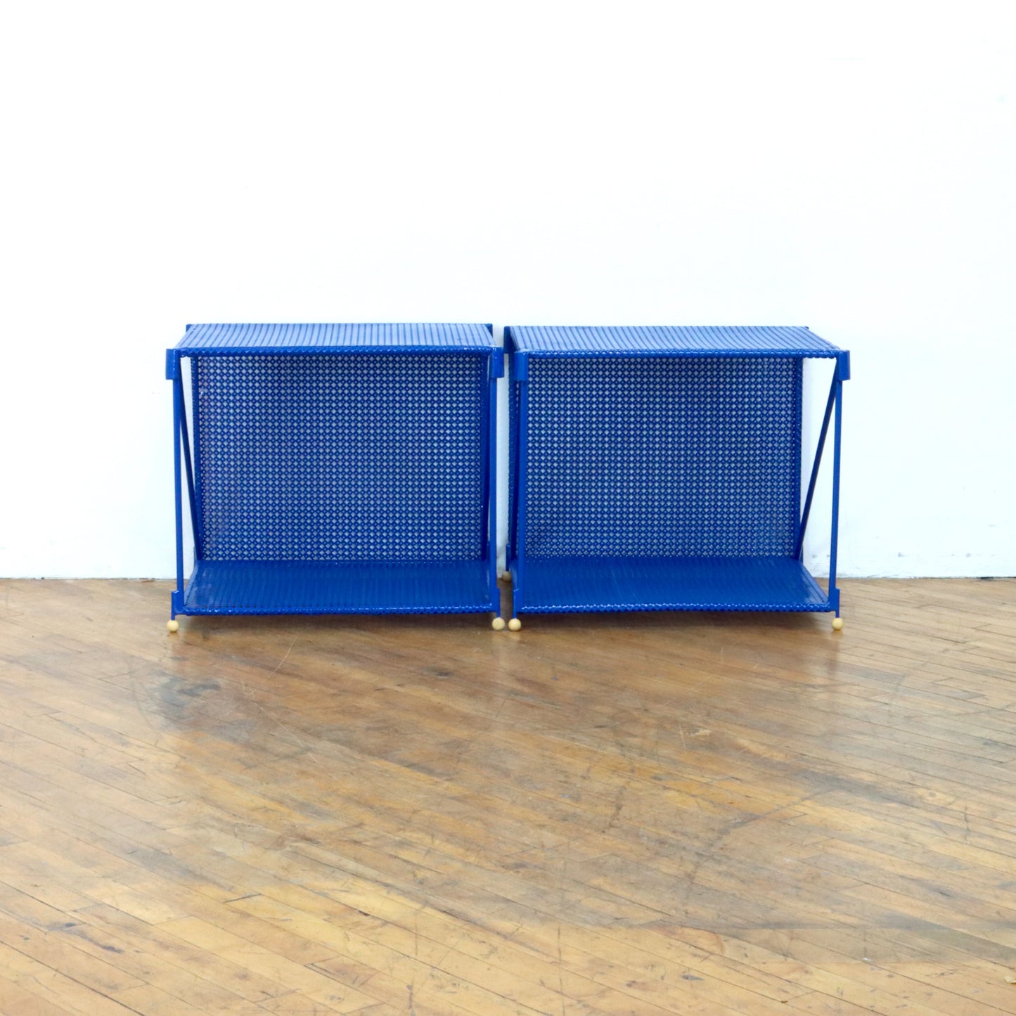 Blue Wire Shelves or Side Tables
