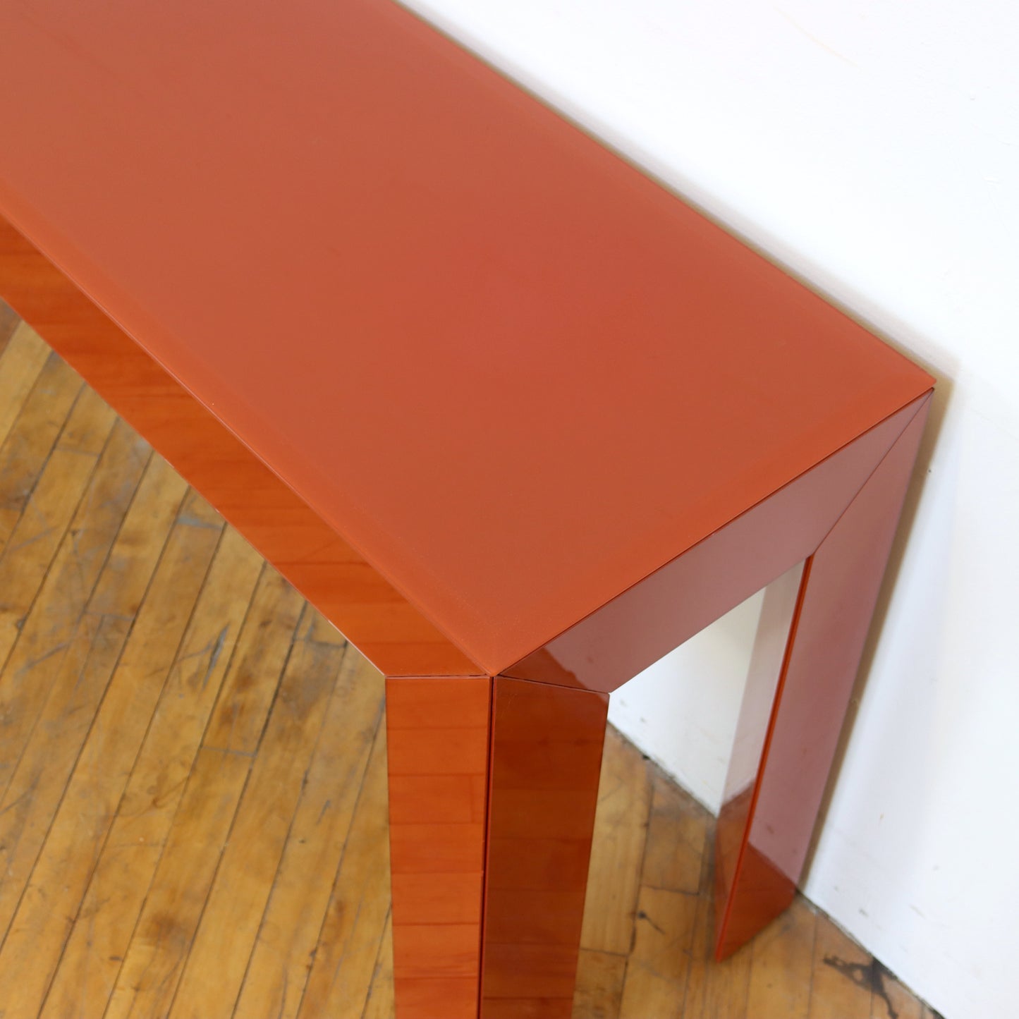 Vintage Orange Glass Console Table