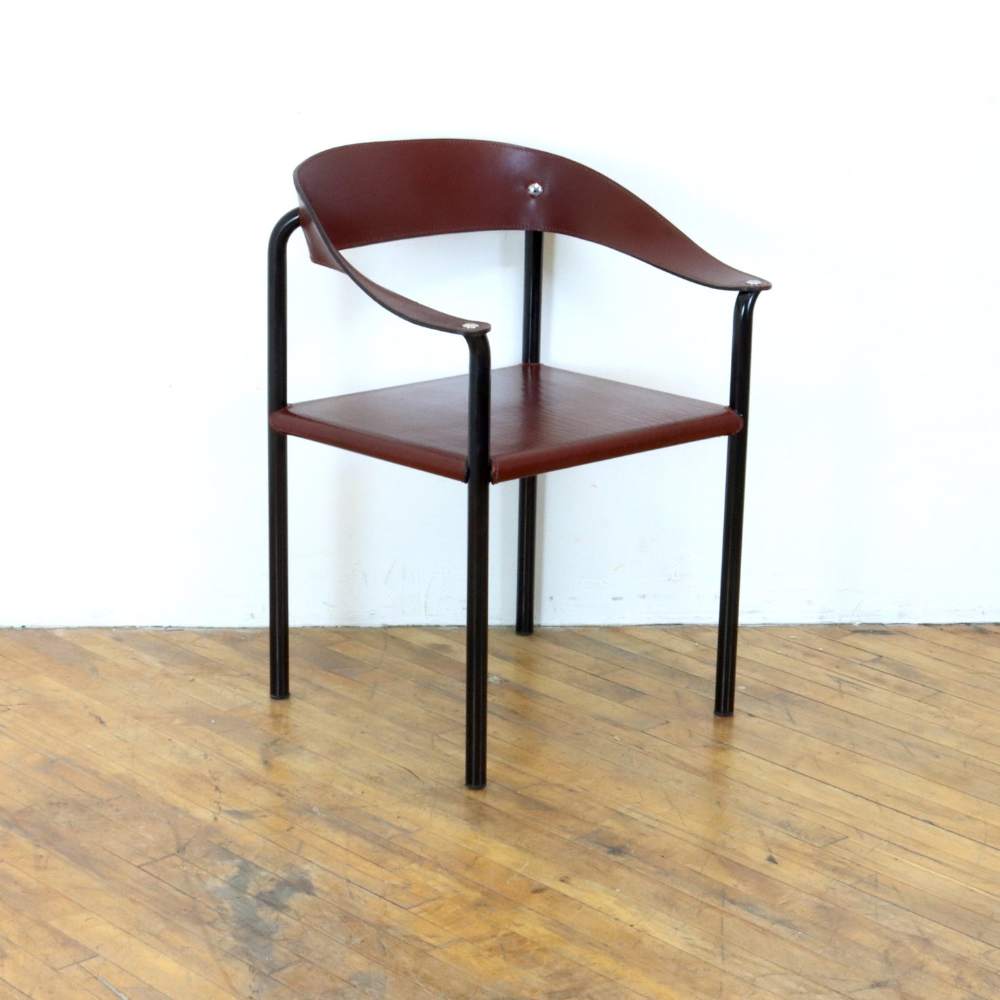 Vintage Postmodern Leather Sling Chair