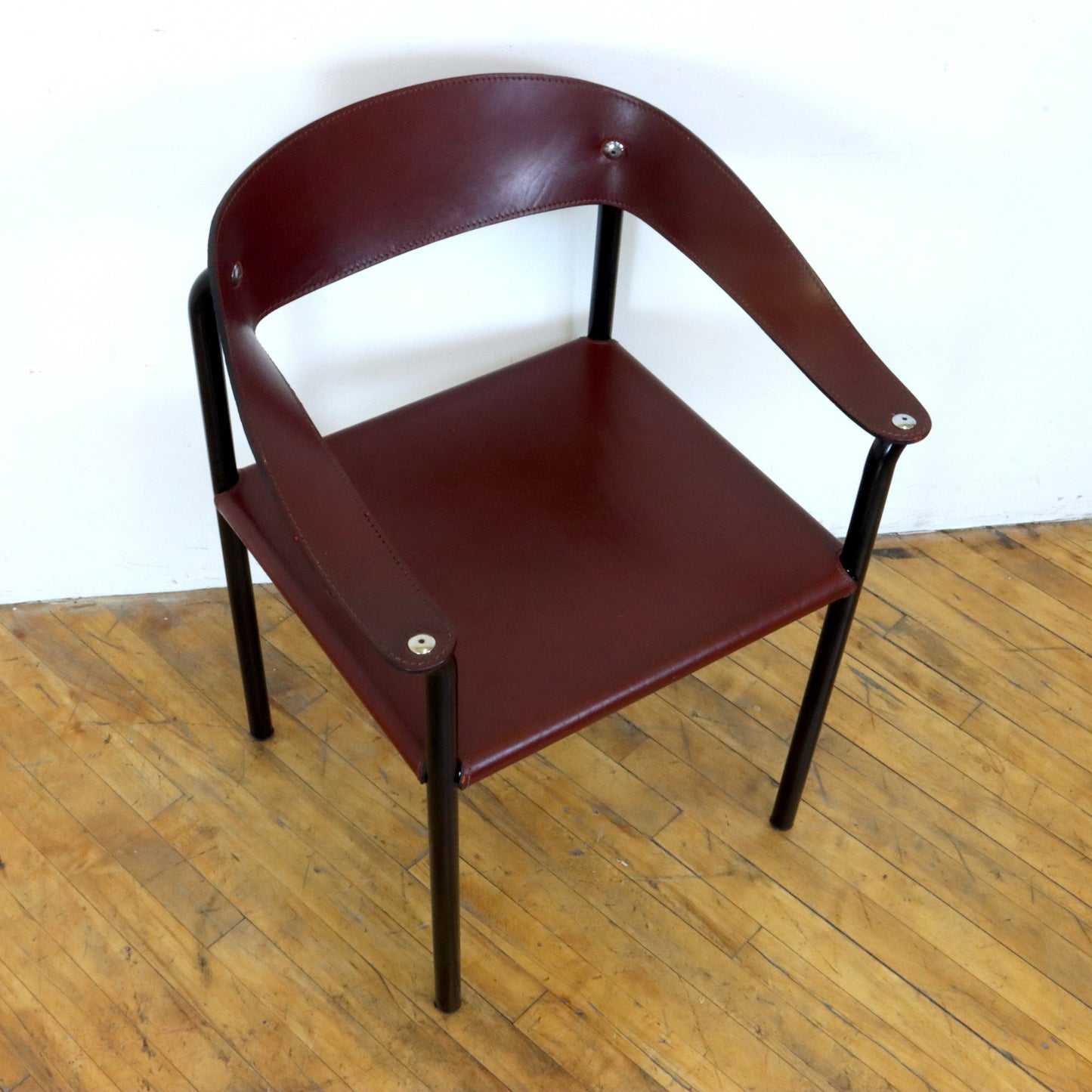 Vintage Postmodern Leather Sling Chair